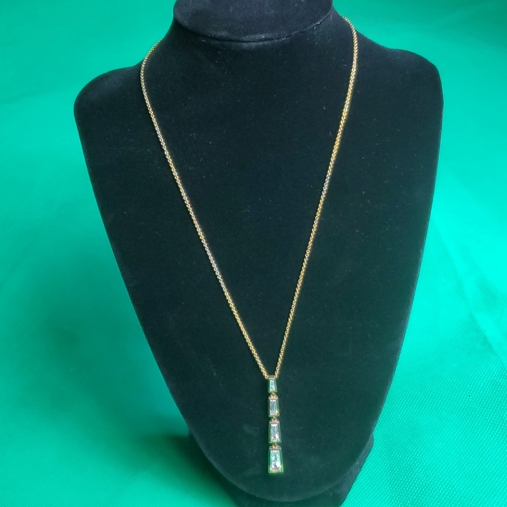 925 Italy Sterling Silver with Crystal Necklace